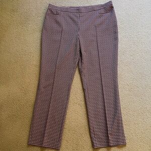 Akris Punto Burgundy and Soft Pink Houndstooth Pants